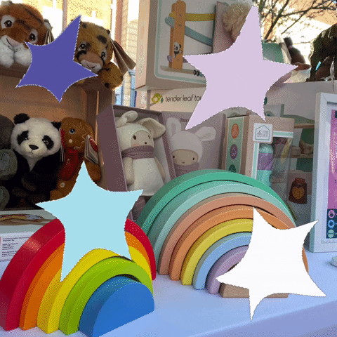 Happycatkids giphyattribution toys rainbows GIF