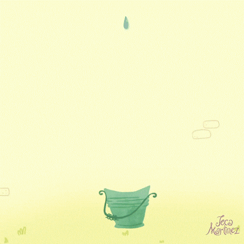 Illustrated gif. Drop of water splashes into a bucket, magically triggering a whole bushy bouquet of flowers to grow, a message appearing above in cursive watercolor lettering. Text, "Happy Mother's Day."