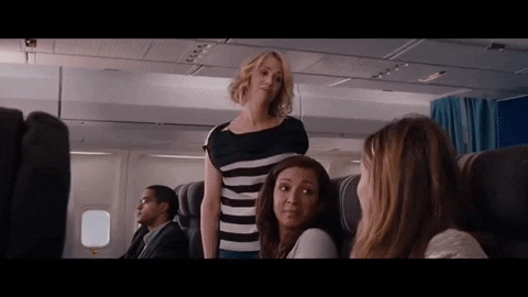 mjpomerance giphygifmaker airplane sarcasm kristen wiig GIF