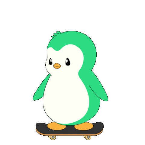 Penguin Skateboarding Sticker by Abster