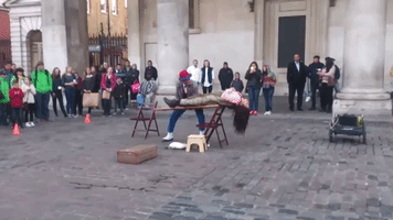 Magic Trick Fails as Beautiful Assistant Tumbles to the Ground