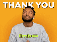 Celebrity gif. Amine puts his hands up in prayer hands and closes his eyes as he smiles at us and says, "Thank you!"