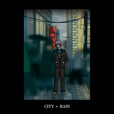 scott-ripley people rain city GIF