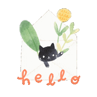Black Cat Hello Sticker by ameliaharu
