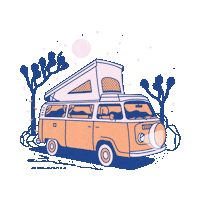 Vw Bus Travel Sticker by Golden Rule Spirits