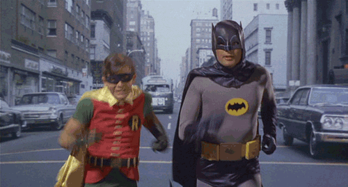 batman and robin running GIF