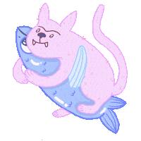 Cat Fish Hug Sticker