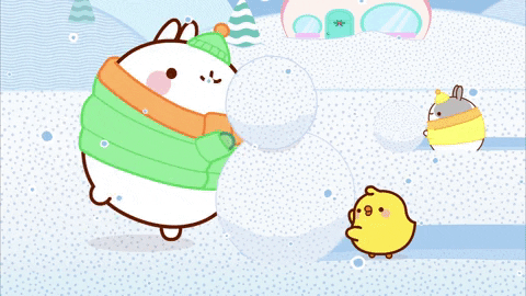 snow love GIF by Molang.Official