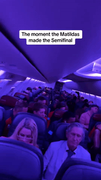AFL Players on Airplane Cheer as Australia's Matildas Qualify for World Cup Semi-Final