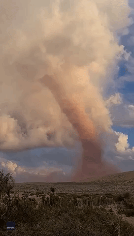 Stunning Landspout Tornado Spotted in Foothills of Argentinian Andes