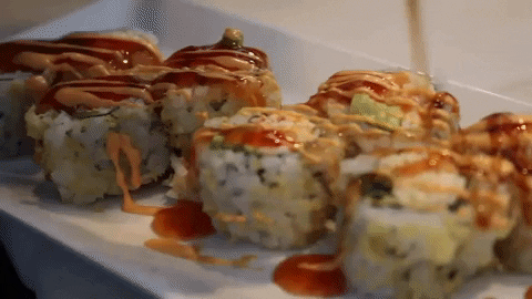 trapperssushi giphygifmaker sushi food porn drizzle GIF