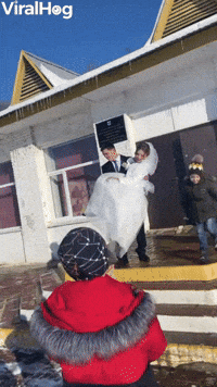 Slippery Steps Send Bride and Groom to the Ground