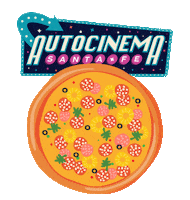 autocinemasantafe pizza popcorn snacks date night Sticker