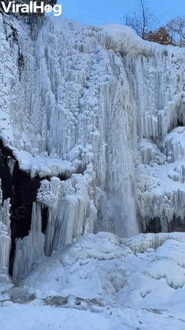 Semi frozen Waterfall Creates Incredible Sight