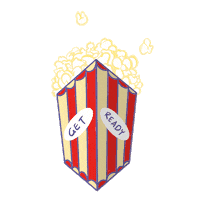 get ready popcorn Sticker by Hacklock