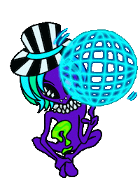 anomona_alien alien clown ufo freestyle Sticker