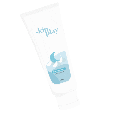 SkinPlay giphyupload blue white makeup Sticker
