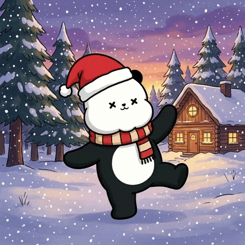 Santa Hat Holiday Cheer GIF by Kanpai Pandas
