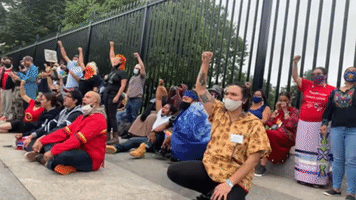 Indigenous Water Activists Chant 'Stop Line 5' Outside White House