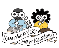 Happy New Year Popcorn Sticker by mydoodlesateme