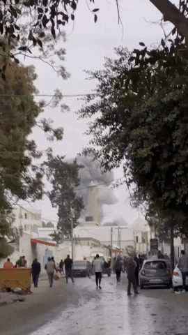Smoke Billows Into Sky After Reported Strike on Deir el-Balah