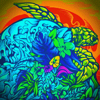 thewisebloods turtle pollution psychadelic sea creature GIF