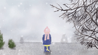 Snowing scene from Mustard's Frosty Walk