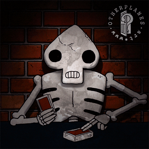 poker face skeleton GIF