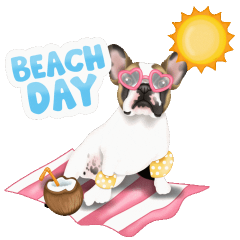 French Bulldog Beach Sticker by zoopeez
