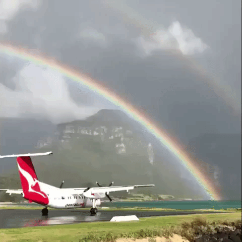 'Magical' Rainbow Creates Picture-Perfect Scene for Plane's Arrival on Lord Howe Island
