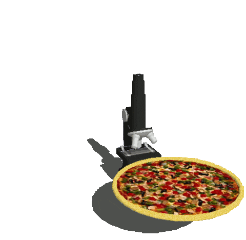 Pizza Microscope Sticker by badblueprints
