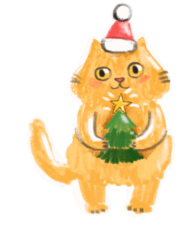 Santa Hat Cat Sticker