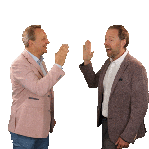 FastgoedMakelaars giphyupload teamwork highfive verkocht Sticker