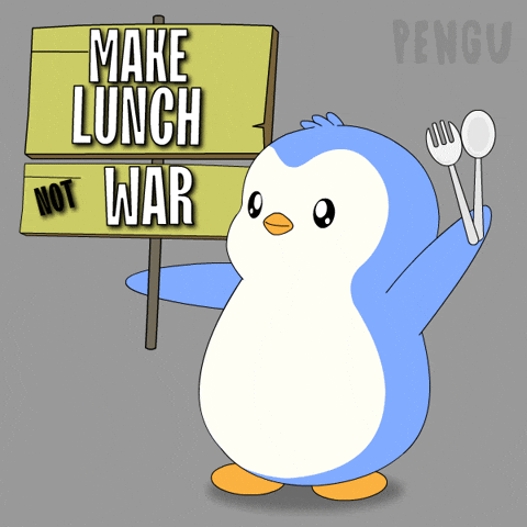 Holding War GIF by Pudgy Penguins