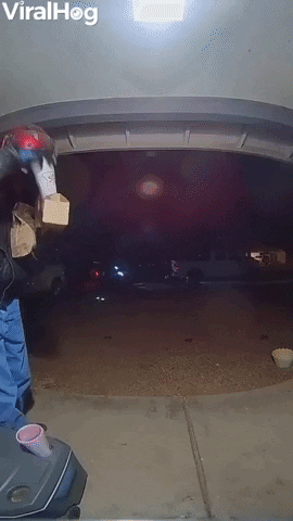 Uber Eats Moped Driver Drops Food On The Ground GIF by ViralHog