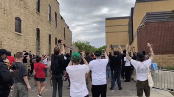 'Hand's up, Don't Shoot': Protesters Chant During George Floyd Rally Outside Minneapolis Precinct