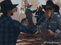 madman-films high five chest bump off road dirtbike GIF