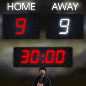 Home: 9, Away: 9