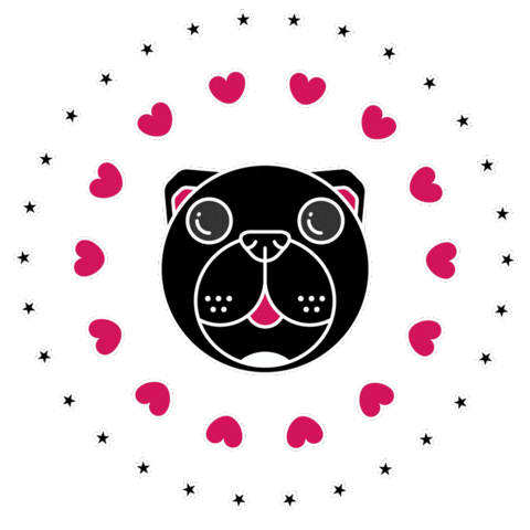 Pug Hearts Sticker