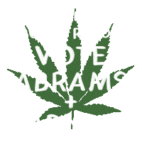 Digital art gif. Green marijuana leaf with a message in white marker font, "Legalize weed, expunge records, Vote Abrams and Warnock."