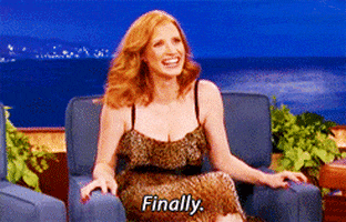 excited jessica chastain GIF