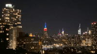 Empire State Building Lit Up in Red, White and Blue Following Biden's Win