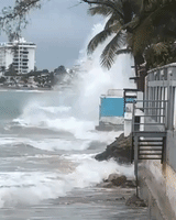 Waves Crash on Puerto Rico Shore as Tropical Storm Laura Approaches