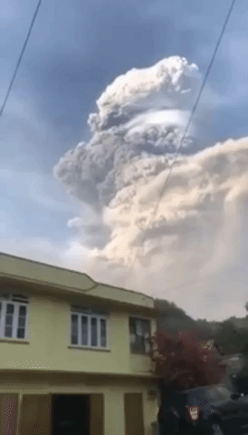 Volcanic Clouds of Smoke and Ash Tower Over St Vincent
