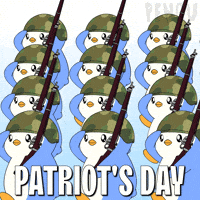 Huddle Up Patriots Day GIF by Pudgy Penguins