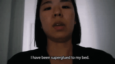much giphyupload tired bed exhausted GIF