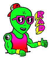 Aliens Spaceman Sticker by Russell Taysom