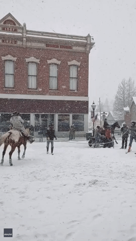 Horse Tows Man on Skis During Annual Skijoring Competition in Colorado
