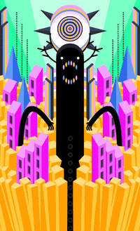 ShallowLagoon retro trippy psychedelic monster GIF