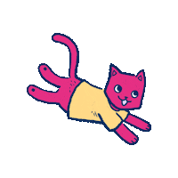 Blue Cat Pink Sticker by BABAUBA